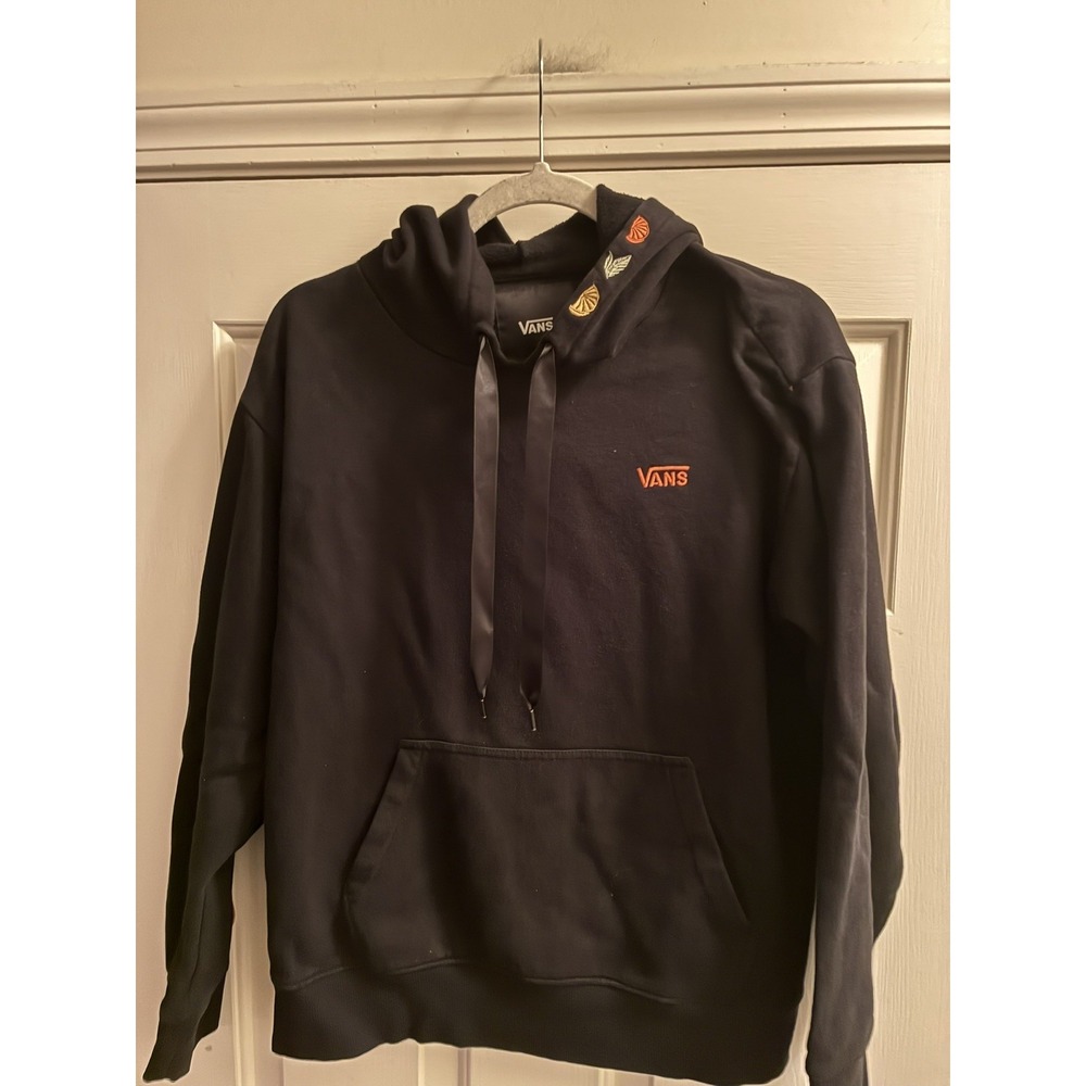Vans Hoodie Mens Medium Black Skater Sweatshirt Fruit Embroidered Sweatshirt